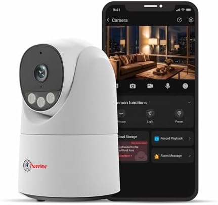 Trueview 3MP WiFi Robot Camera | Baby Monitoring & Home Security | Night Vision | AI Motion Tracking | 360° Pan Tilt | Two-Way Talk | Alexa | T18296S