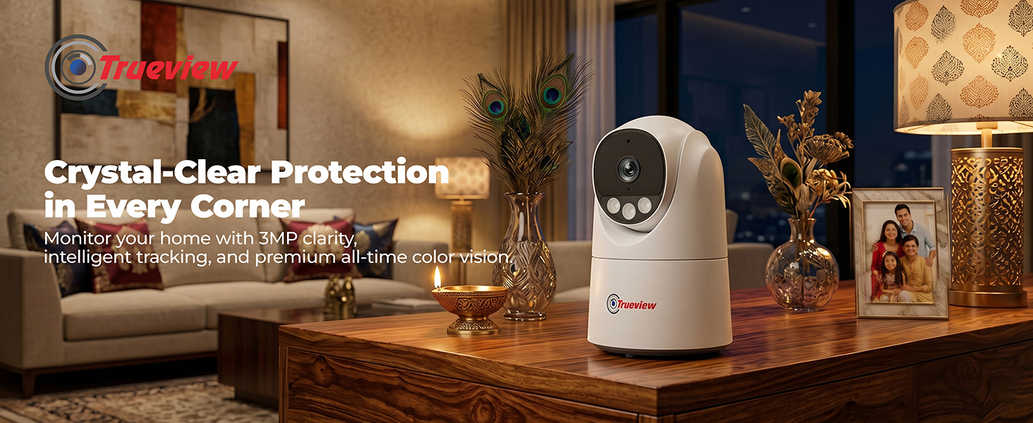 Trueview 3MP WiFi Robot ATC Camera with smart home surveillance and crystal clear HD monitoring